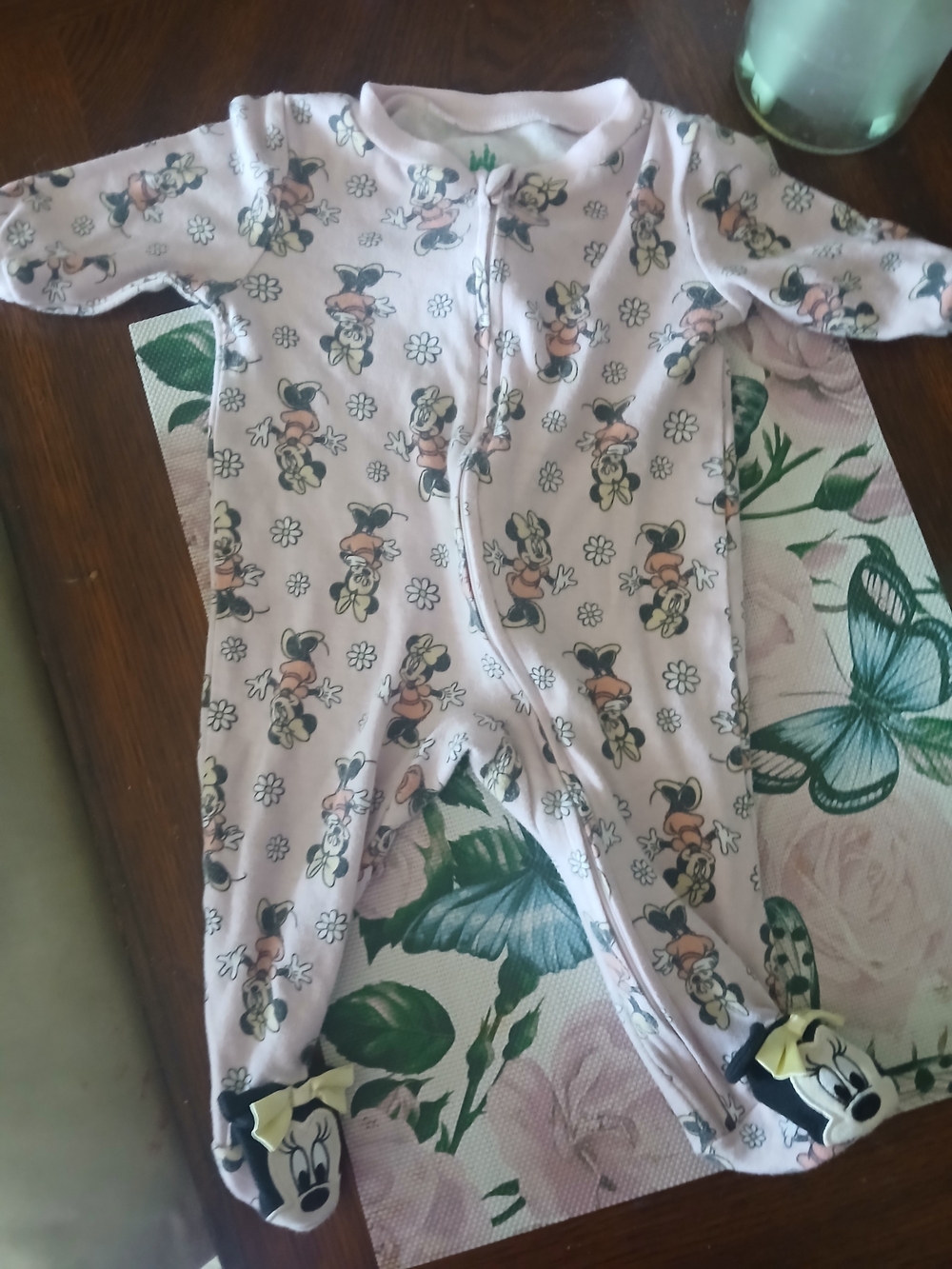 6 Months, Pink Minnie Mouse Footed One-Piece Sleepwear for Baby